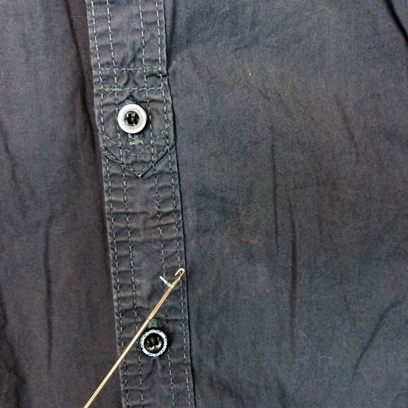 Dissident Shirt Mens L Gray Long Sleeve Button Military Utility Pockets Rock Y2K - Picture 6 of 12